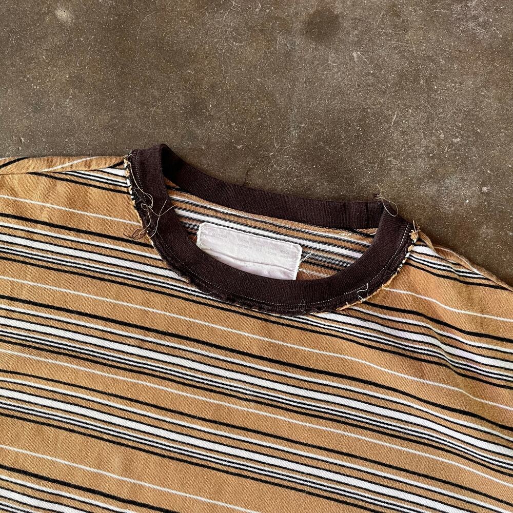 Camiel Fortgens striped green/black distressed designer shirt mens M 100% cotton